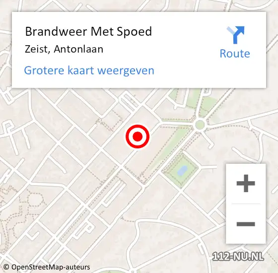 Locatie op kaart van de 112 melding: Brandweer Met Spoed Naar Zeist, Antonlaan op 4 juni 2024 18:43