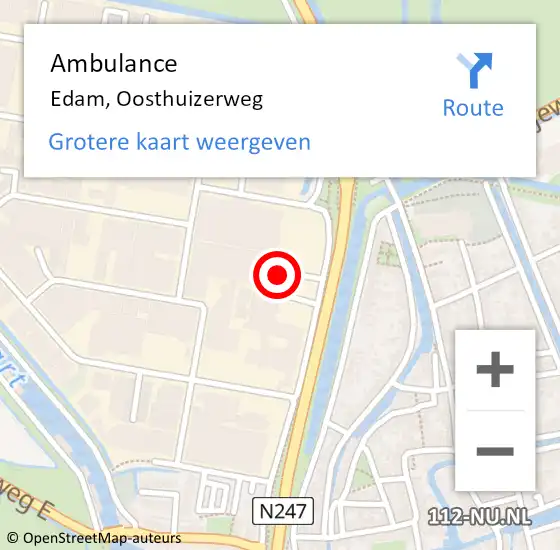 Locatie op kaart van de 112 melding: Ambulance Edam, Oosthuizerweg op 4 juni 2024 18:45