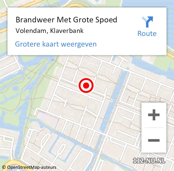 Locatie op kaart van de 112 melding: Brandweer Met Grote Spoed Naar Volendam, Klaverbank op 4 juni 2024 18:45