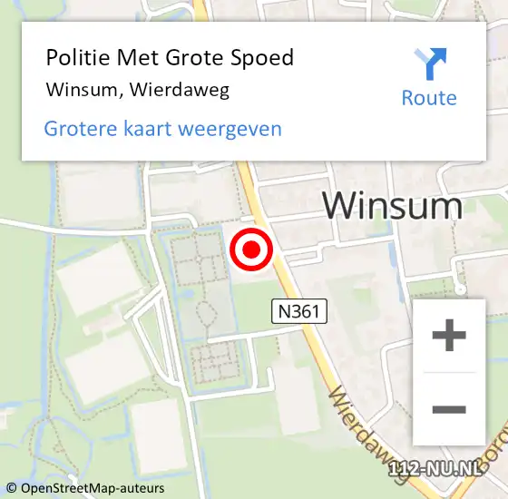 Locatie op kaart van de 112 melding: Politie Met Grote Spoed Naar Winsum, Wierdaweg op 4 juni 2024 18:48