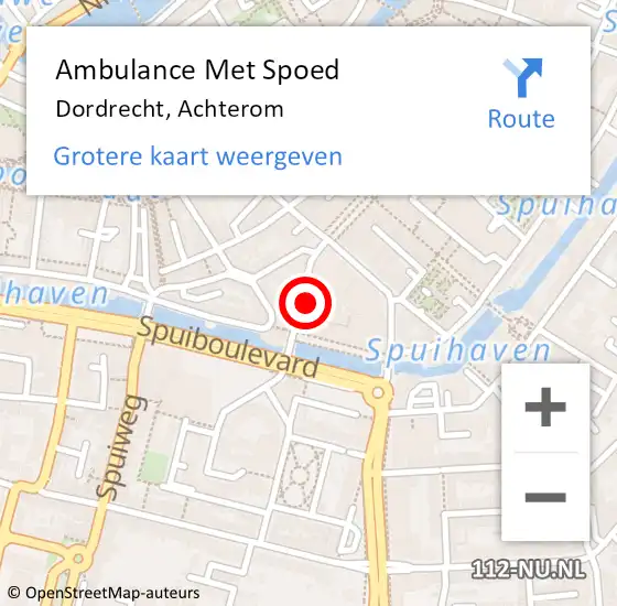 Locatie op kaart van de 112 melding: Ambulance Met Spoed Naar Dordrecht, Achterom op 4 juni 2024 18:50