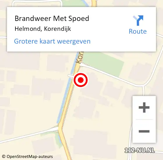 Locatie op kaart van de 112 melding: Brandweer Met Spoed Naar Helmond, Korendijk op 4 juni 2024 18:50