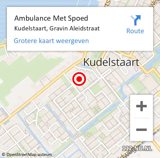 Locatie op kaart van de 112 melding: Ambulance Met Spoed Naar Kudelstaart, Gravin Aleidstraat op 4 juni 2024 18:54