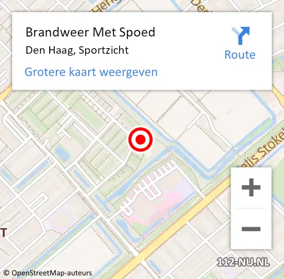 Locatie op kaart van de 112 melding: Brandweer Met Spoed Naar Den Haag, Sportzicht op 4 juni 2024 18:55