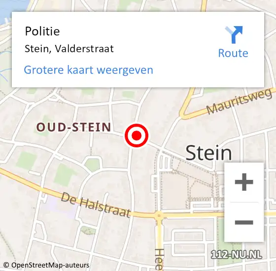 Locatie op kaart van de 112 melding: Politie Stein, Valderstraat op 4 juni 2024 19:03