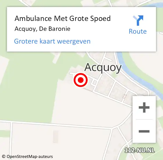 Locatie op kaart van de 112 melding: Ambulance Met Grote Spoed Naar Acquoy, De Baronie op 8 oktober 2014 11:23