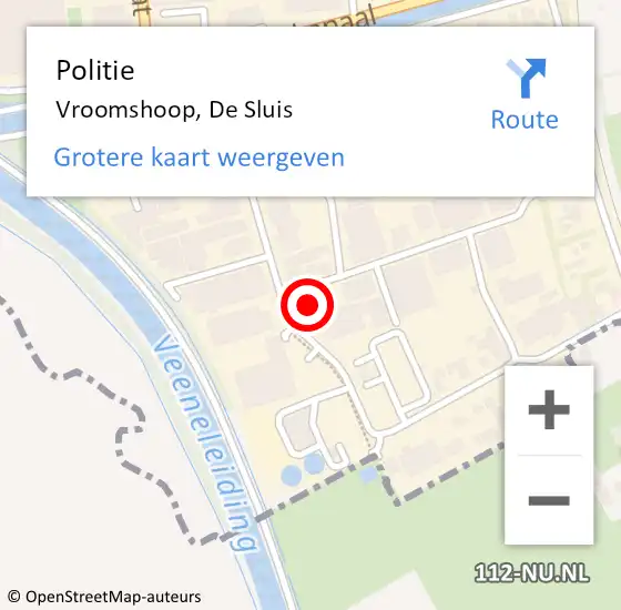 Locatie op kaart van de 112 melding: Politie Vroomshoop, De Sluis op 4 juni 2024 19:21