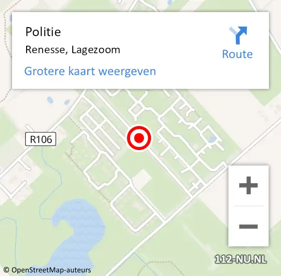 Locatie op kaart van de 112 melding: Politie Renesse, Lagezoom op 4 juni 2024 19:27