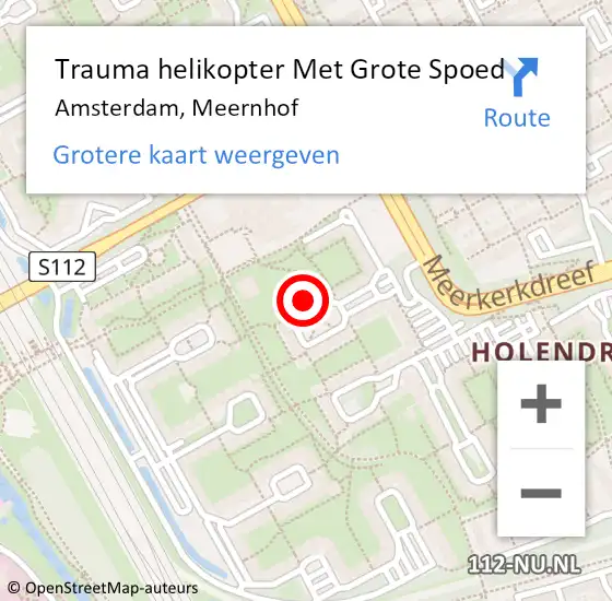 Locatie op kaart van de 112 melding: Trauma helikopter Met Grote Spoed Naar Amsterdam, Meernhof op 4 juni 2024 19:33