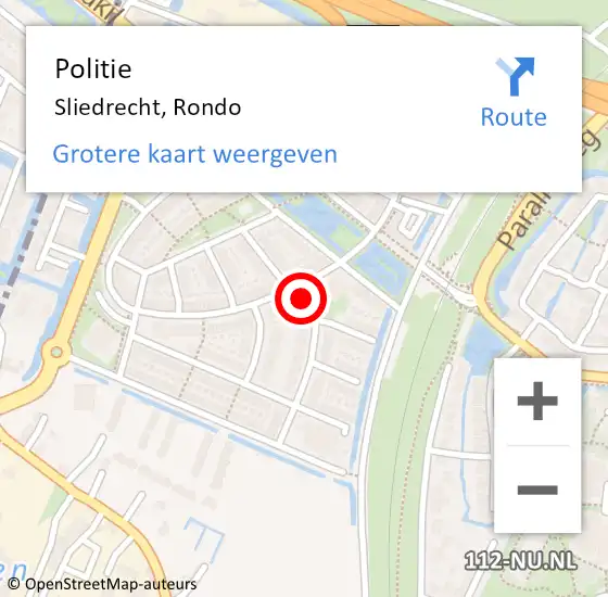 Locatie op kaart van de 112 melding: Politie Sliedrecht, Rondo op 4 juni 2024 19:45