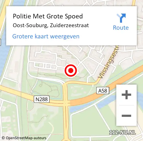 Locatie op kaart van de 112 melding: Politie Met Grote Spoed Naar Oost-Souburg, Zuiderzeestraat op 4 juni 2024 19:47