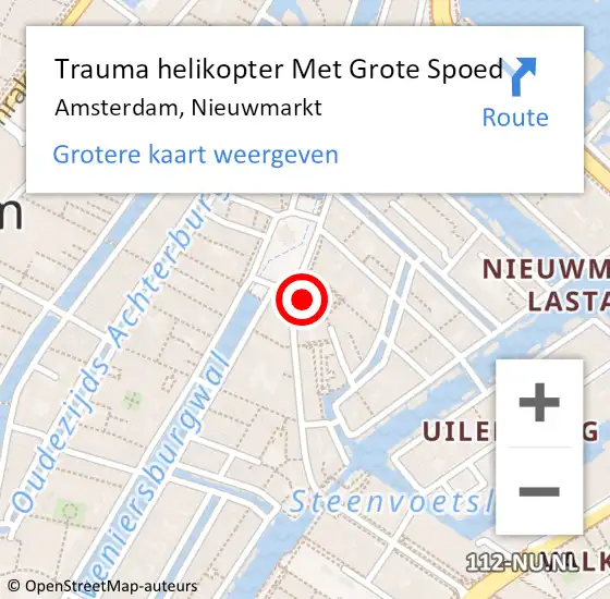 Locatie op kaart van de 112 melding: Trauma helikopter Met Grote Spoed Naar Amsterdam, Nieuwmarkt op 4 juni 2024 19:50