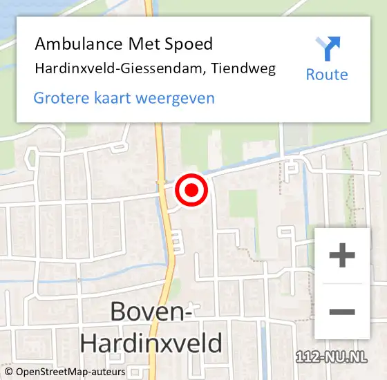 Locatie op kaart van de 112 melding: Ambulance Met Spoed Naar Hardinxveld-Giessendam, Tiendweg op 4 juni 2024 20:17