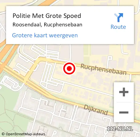 Locatie op kaart van de 112 melding: Politie Met Grote Spoed Naar Roosendaal, Rucphensebaan op 4 juni 2024 20:18