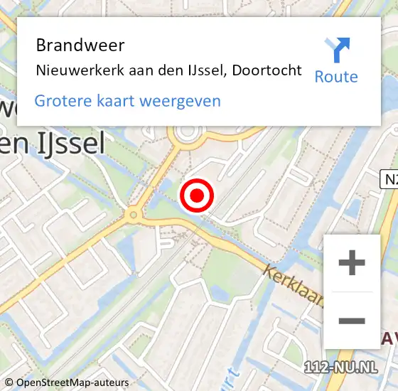 Locatie op kaart van de 112 melding: Brandweer Nieuwerkerk aan den IJssel, Doortocht op 4 juni 2024 20:20