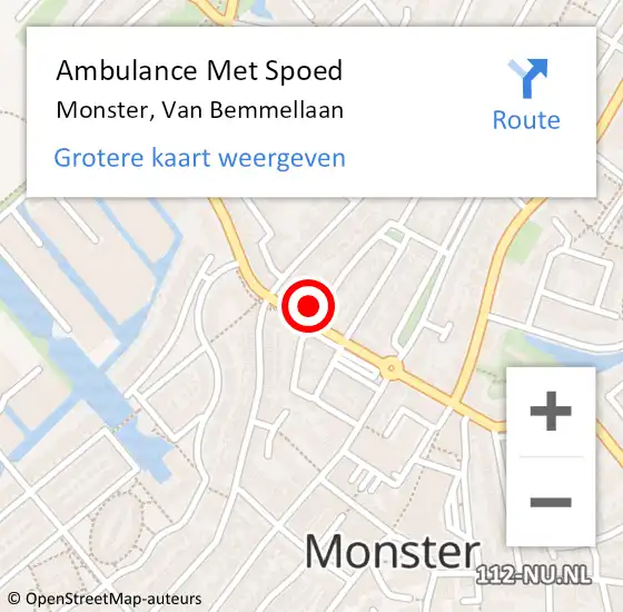 Locatie op kaart van de 112 melding: Ambulance Met Spoed Naar Monster, Van Bemmellaan op 4 juni 2024 20:23