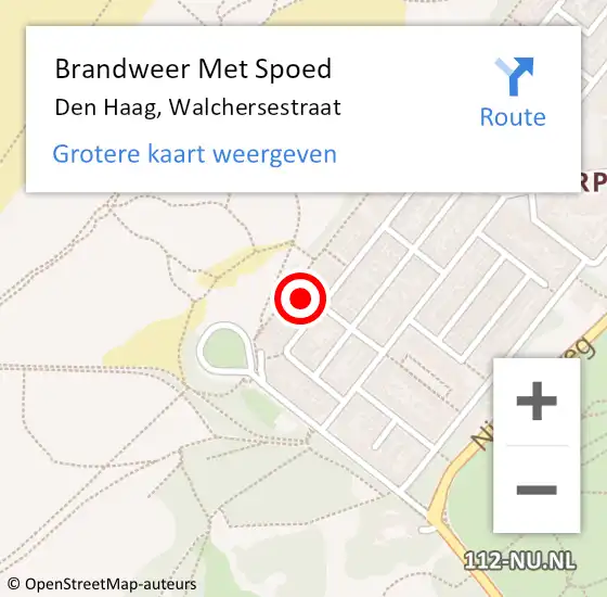 Locatie op kaart van de 112 melding: Brandweer Met Spoed Naar Den Haag, Walchersestraat op 4 juni 2024 20:24