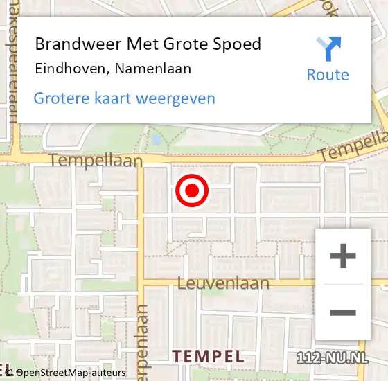 Locatie op kaart van de 112 melding: Brandweer Met Grote Spoed Naar Eindhoven, Namenlaan op 4 juni 2024 20:41