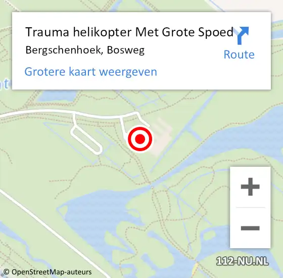 Locatie op kaart van de 112 melding: Trauma helikopter Met Grote Spoed Naar Bergschenhoek, Bosweg op 4 juni 2024 20:54