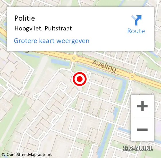 Locatie op kaart van de 112 melding: Politie Hoogvliet, Puitstraat op 4 juni 2024 20:58