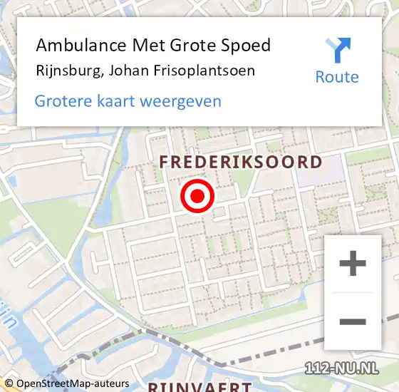 Locatie op kaart van de 112 melding: Ambulance Met Grote Spoed Naar Rijnsburg, Johan Frisoplantsoen op 4 juni 2024 21:09