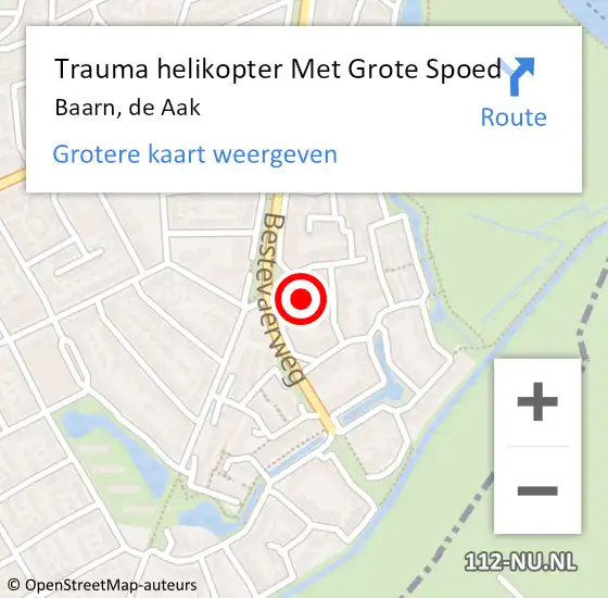 Locatie op kaart van de 112 melding: Trauma helikopter Met Grote Spoed Naar Baarn, de Aak op 4 juni 2024 21:19