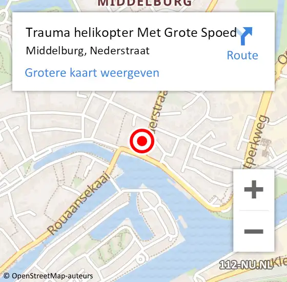 Locatie op kaart van de 112 melding: Trauma helikopter Met Grote Spoed Naar Middelburg, Nederstraat op 4 juni 2024 21:28