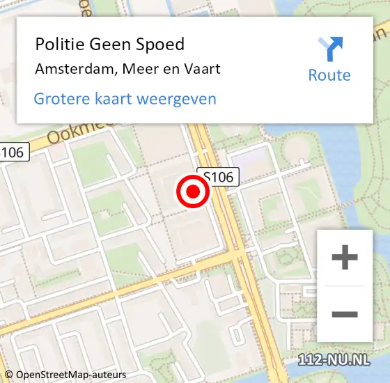 Locatie op kaart van de 112 melding: Politie Geen Spoed Naar Amsterdam, Meer en Vaart op 4 juni 2024 21:28