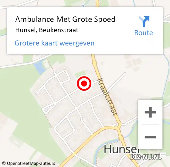 Locatie op kaart van de 112 melding: Ambulance Met Grote Spoed Naar Hunsel, Beukenstraat op 4 juni 2024 21:47