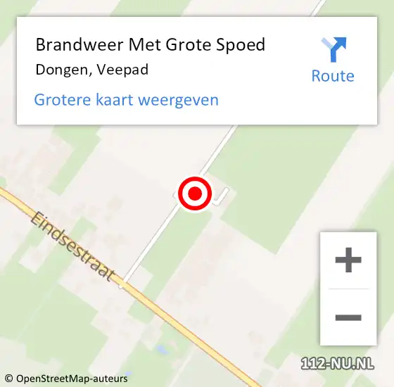 Locatie op kaart van de 112 melding: Brandweer Met Grote Spoed Naar Dongen, Veepad op 8 oktober 2014 11:42