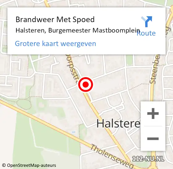 Locatie op kaart van de 112 melding: Brandweer Met Spoed Naar Halsteren, Burgemeester Mastboomplein op 4 juni 2024 22:11