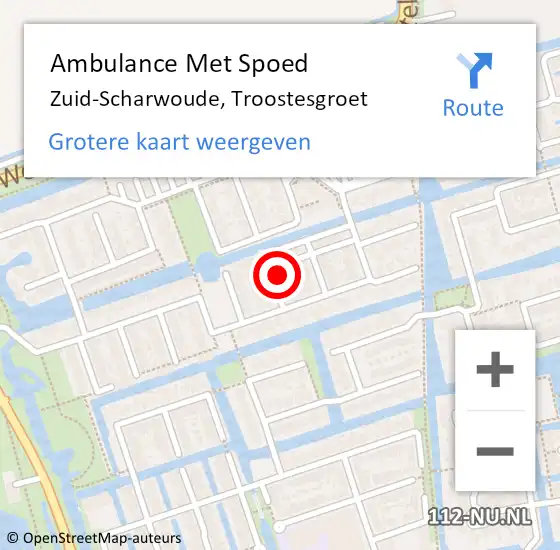 Locatie op kaart van de 112 melding: Ambulance Met Spoed Naar Zuid-Scharwoude, Troostesgroet op 4 juni 2024 22:37