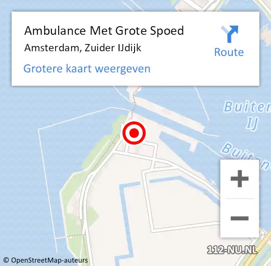 Locatie op kaart van de 112 melding: Ambulance Met Grote Spoed Naar Amsterdam, Zuider IJdijk op 4 juni 2024 22:48