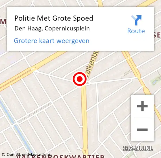 Locatie op kaart van de 112 melding: Politie Met Grote Spoed Naar Den Haag, Copernicusplein op 4 juni 2024 22:58