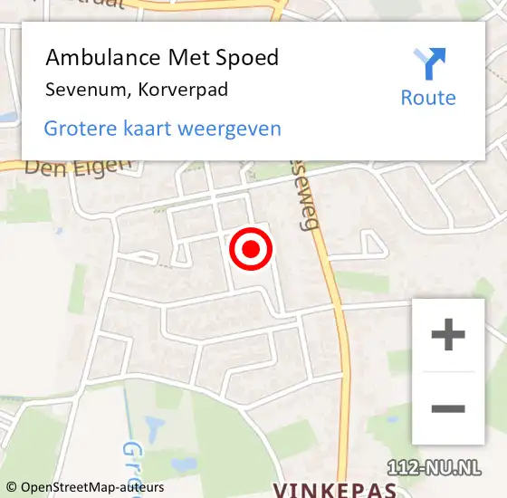 Locatie op kaart van de 112 melding: Ambulance Met Spoed Naar Sevenum, Korverpad op 8 oktober 2014 11:45