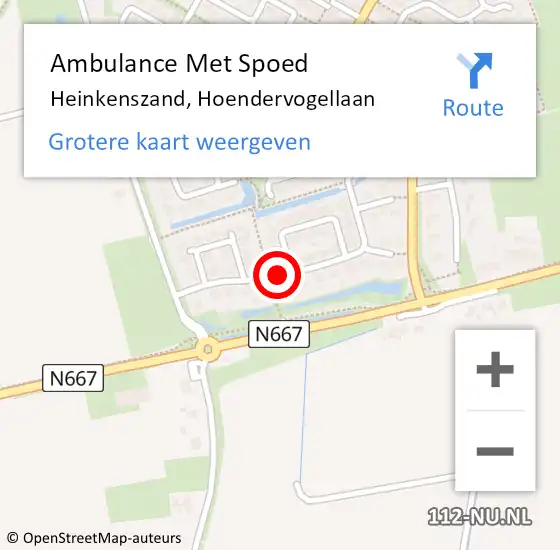 Locatie op kaart van de 112 melding: Ambulance Met Spoed Naar Heinkenszand, Hoendervogellaan op 8 oktober 2014 11:46