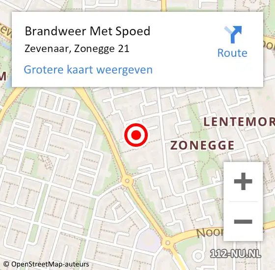 Locatie op kaart van de 112 melding: Brandweer Met Spoed Naar Zevenaar, Zonegge 21 op 4 juni 2024 23:31