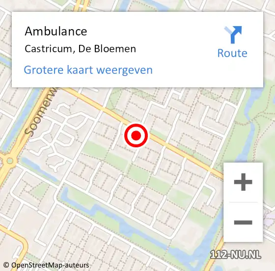 Locatie op kaart van de 112 melding: Ambulance Castricum, De Bloemen op 5 juni 2024 00:25