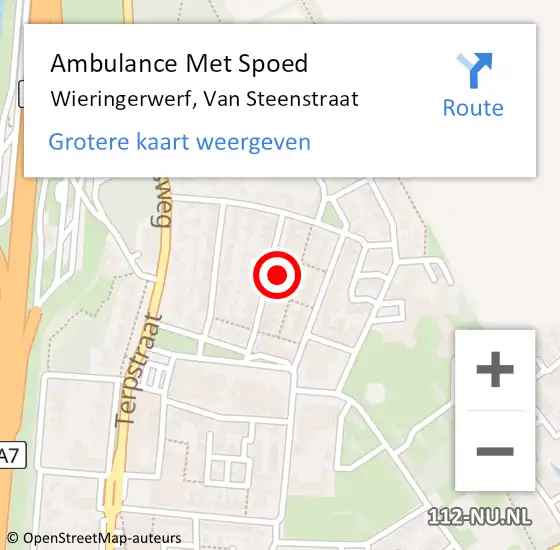 Locatie op kaart van de 112 melding: Ambulance Met Spoed Naar Wieringerwerf, Van Steenstraat op 5 juni 2024 00:26