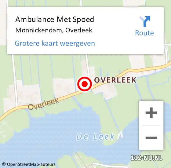 Locatie op kaart van de 112 melding: Ambulance Met Spoed Naar Monnickendam, Overleek op 5 juni 2024 00:39