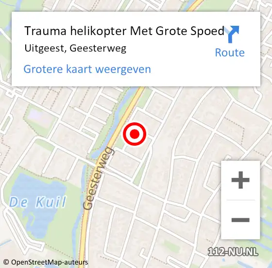 Locatie op kaart van de 112 melding: Trauma helikopter Met Grote Spoed Naar Uitgeest, Geesterweg op 5 juni 2024 01:05