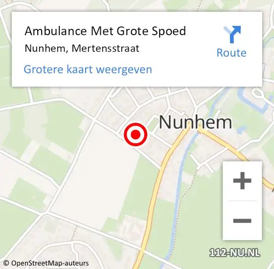 Locatie op kaart van de 112 melding: Ambulance Met Grote Spoed Naar Nunhem, Mertensstraat op 8 oktober 2014 11:52