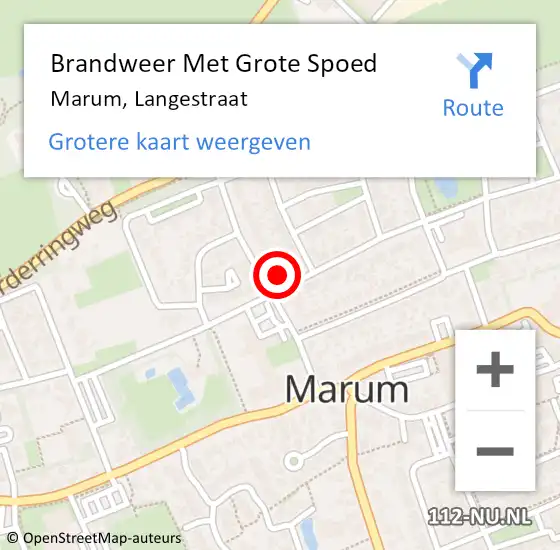 Locatie op kaart van de 112 melding: Brandweer Met Grote Spoed Naar Marum, Langestraat op 5 juni 2024 01:16
