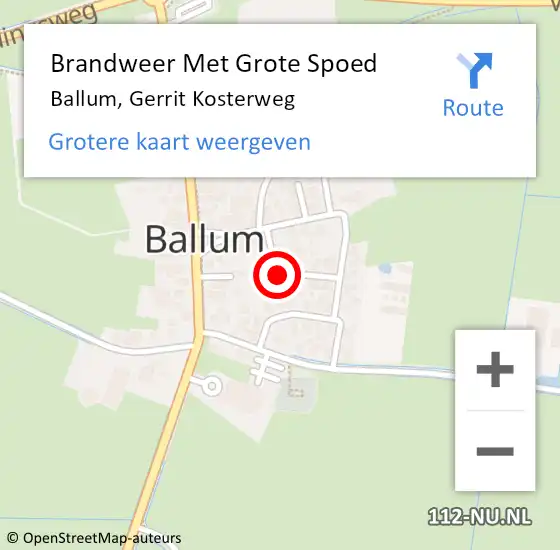 Locatie op kaart van de 112 melding: Brandweer Met Grote Spoed Naar Ballum, Gerrit Kosterweg op 5 juni 2024 01:18