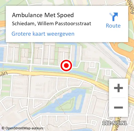 Locatie op kaart van de 112 melding: Ambulance Met Spoed Naar Schiedam, Willem Passtoorsstraat op 5 juni 2024 02:06