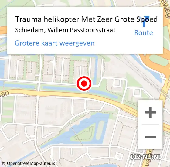 Locatie op kaart van de 112 melding: Trauma helikopter Met Zeer Grote Spoed Naar Schiedam, Willem Passtoorsstraat op 5 juni 2024 02:07