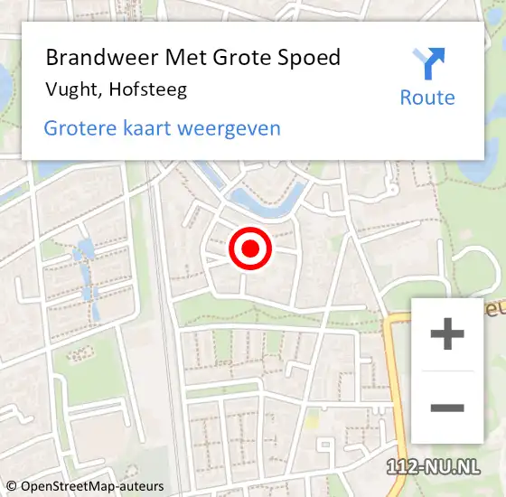 Locatie op kaart van de 112 melding: Brandweer Met Grote Spoed Naar Vught, Hofsteeg op 5 juni 2024 02:14