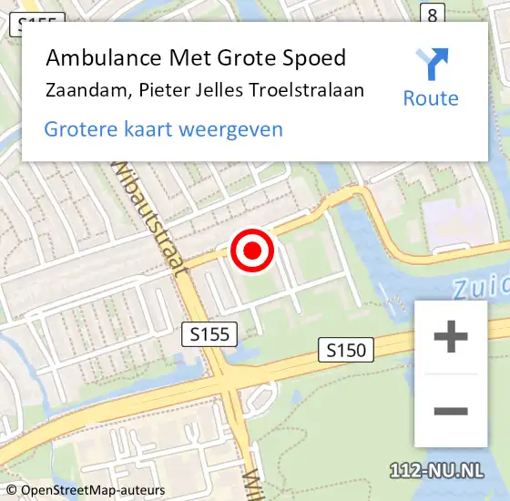 Locatie op kaart van de 112 melding: Ambulance Met Grote Spoed Naar Zaandam, Pieter Jelles Troelstralaan op 5 juni 2024 02:26