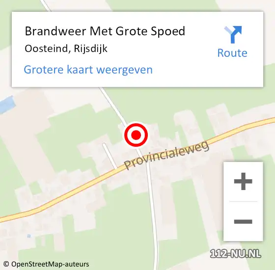 Locatie op kaart van de 112 melding: Brandweer Met Grote Spoed Naar Oosteind, Rijsdijk op 5 juni 2024 03:13