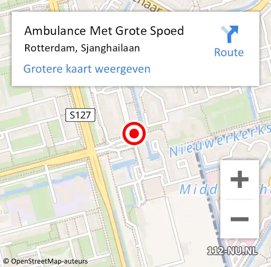 Locatie op kaart van de 112 melding: Ambulance Met Grote Spoed Naar Rotterdam, Sjanghailaan op 5 juni 2024 03:30